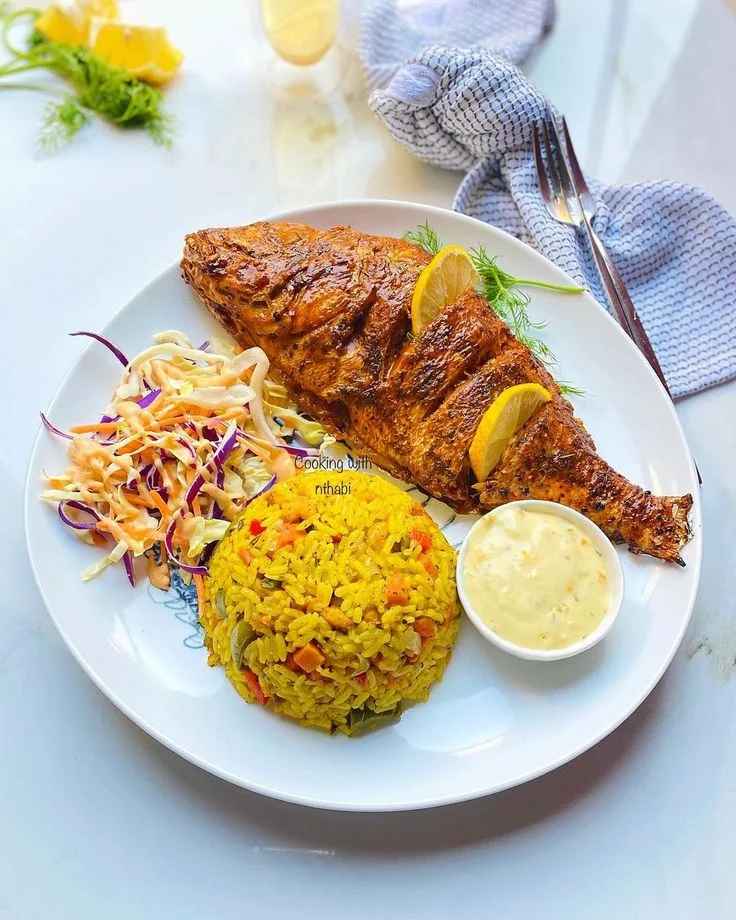 Jollof / Fried Rice with Fried Redfish